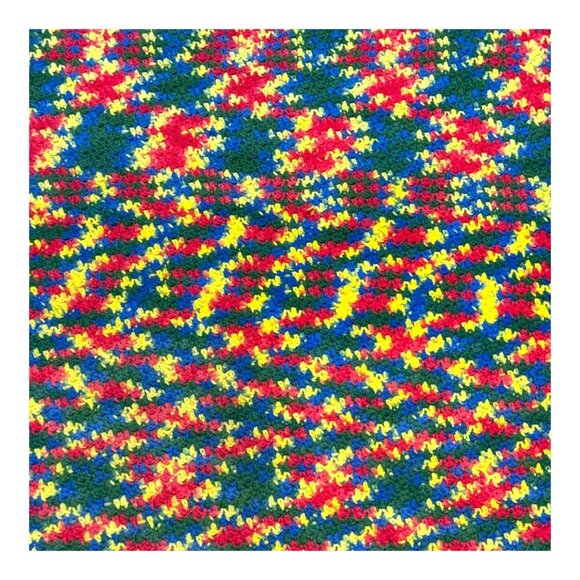 Handmade Crochet Afghan Throw Blanket Wheelchair Lap Red Border Primary Colors - Picture 1 of 4